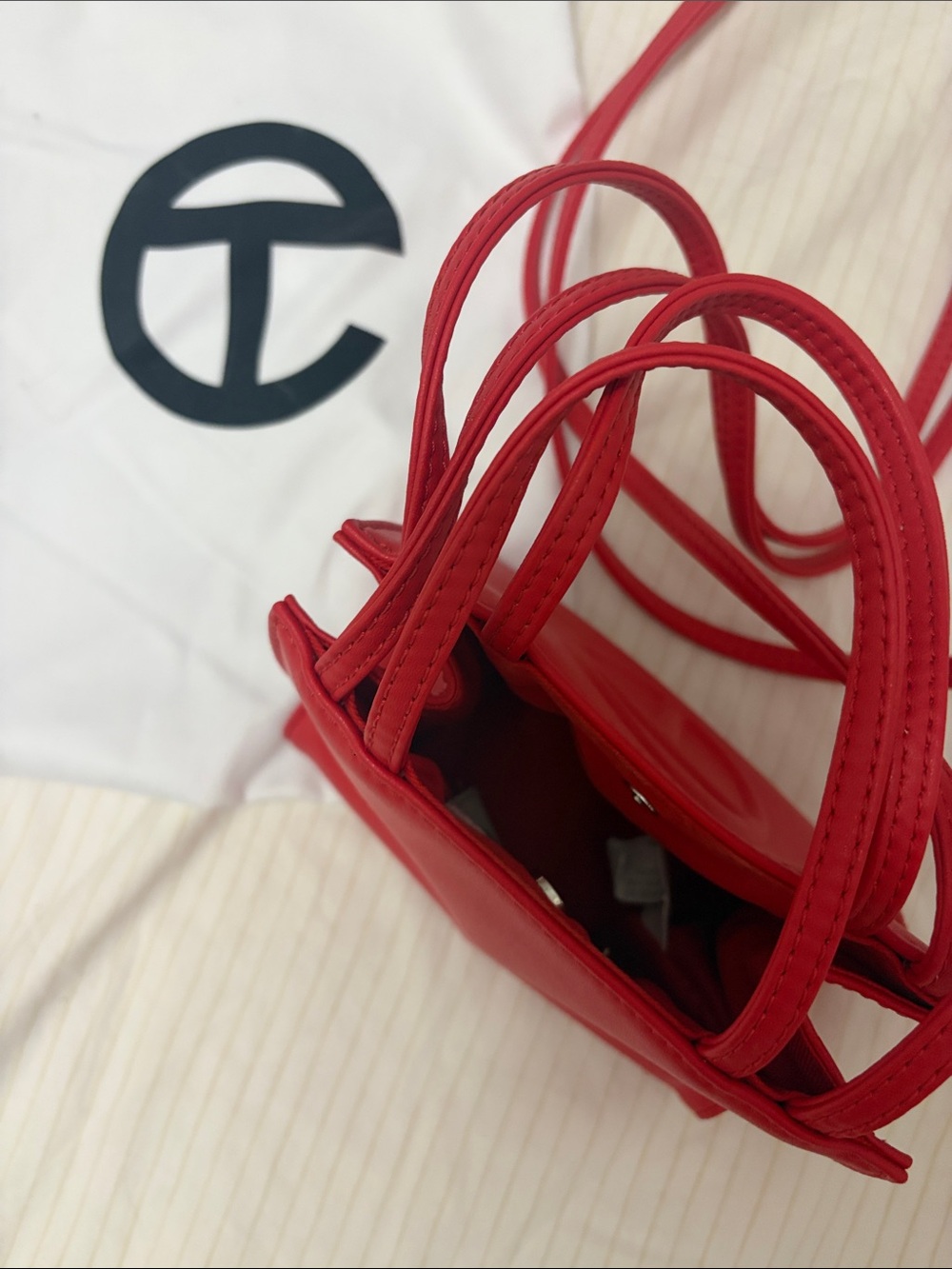 Telfar Red Mini Crossbody Bag with Embossed Logo - Picture 3 of 3